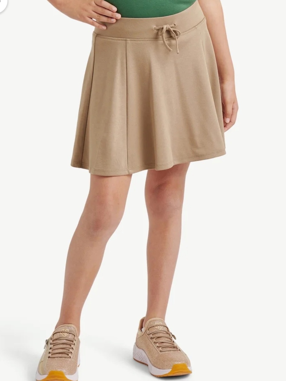 Justice Tan Skater Skirt with Drawstring Waist School Uniform skort size XS